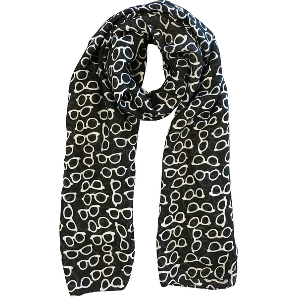 Black Glasses Print Lightweight Scarf